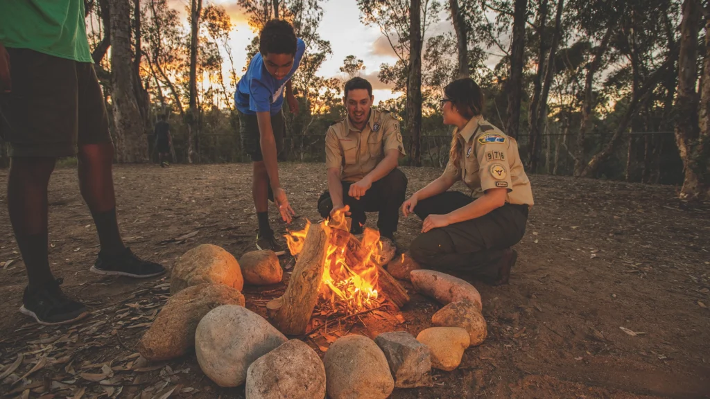 Scouts around a campfire.